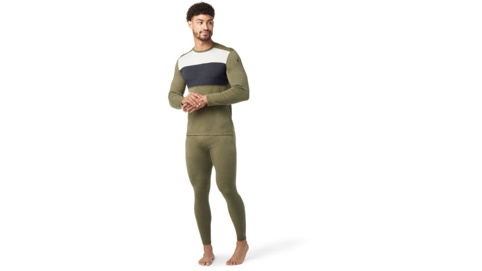 Smartwool Classic Thermal Merino Base Layer Colorblock Crew - Mens, K66 Winter Moss Heather, Large, SW016353K66L