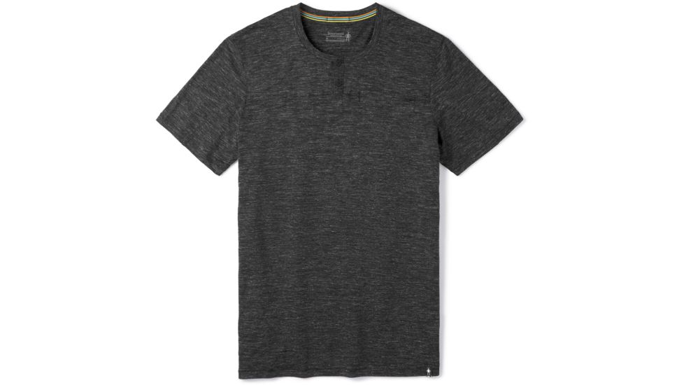 Smartwool Everyday Exploration Short Sleeve Henley - Mens, Black Heather, Small, SW000369A52-S