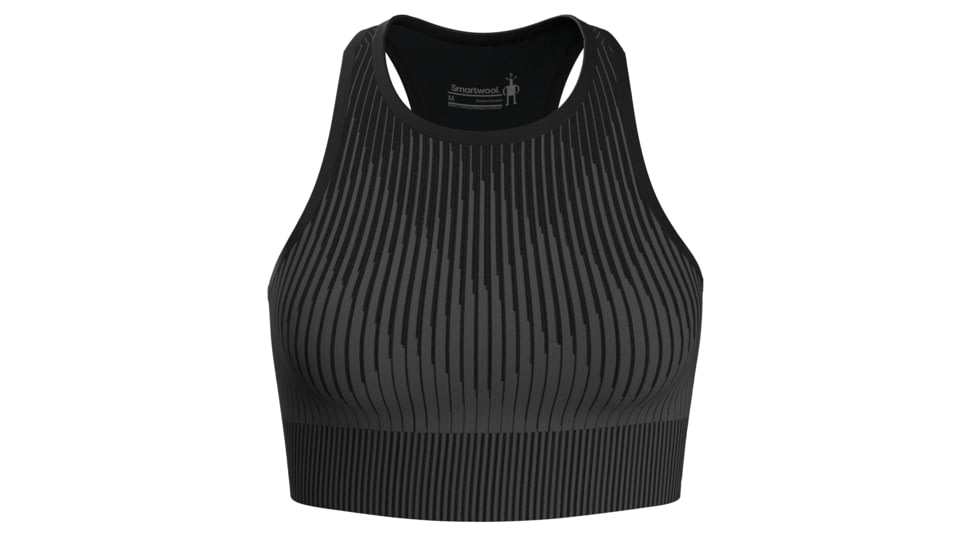 Smartwool Intraknit Crop Bra - Womens, Black Heather, Extra Small, SW016848A521-XS