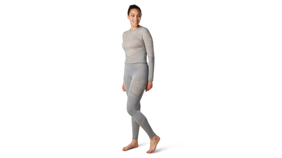 Smartwool Intraknit Merino 200 Pattern Bottom - Womens, Stone Gray/Rose Cloud Floral Scape, Large, SW016416F33-L
