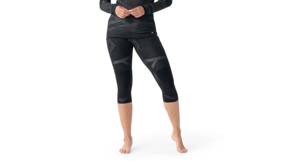 Smartwool Intraknit Thermal Merino Base Layer 3/4 Bottom - Womens, Black/White, Extra Large, SW0168269601-XL