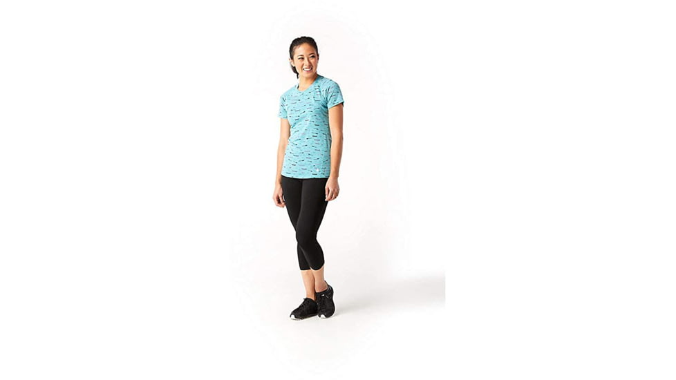 Smartwool Merino 150 Baselayer Print Short Sleeve - Womens, Nile Blue, Medium, SW016161B46-M