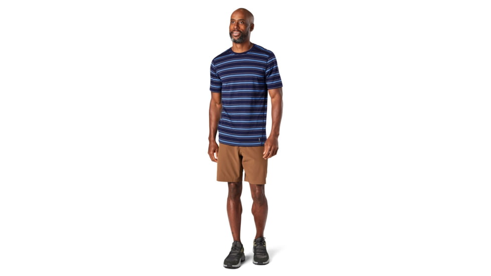 Smartwool Merino 150 Baselayer Short Sleeve - Mens, Deep Navy Stripe, Large, SW000744F91L