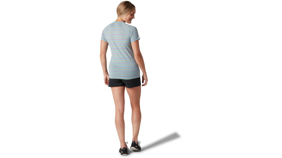 Smartwool Merino 150 Baselayer Short Sleeve - Womens, Wave Blue Stripe, Medium, SW015253D53-M