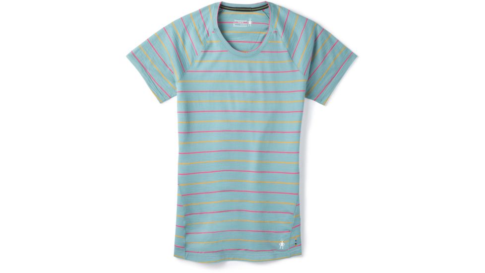 Smartwool Merino 150 Baselayer Short Sleeve - Womens, Wave Blue Stripe, Medium, SW015253D53-M