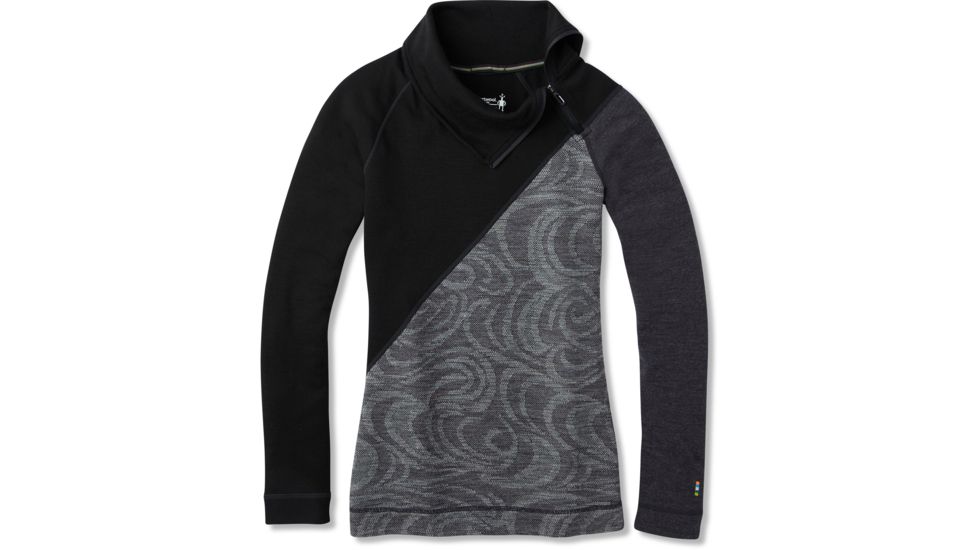 Smartwool Merino 250 Asym Top - Womens, Black Snow Swirl, Medium, SW015109C21-M