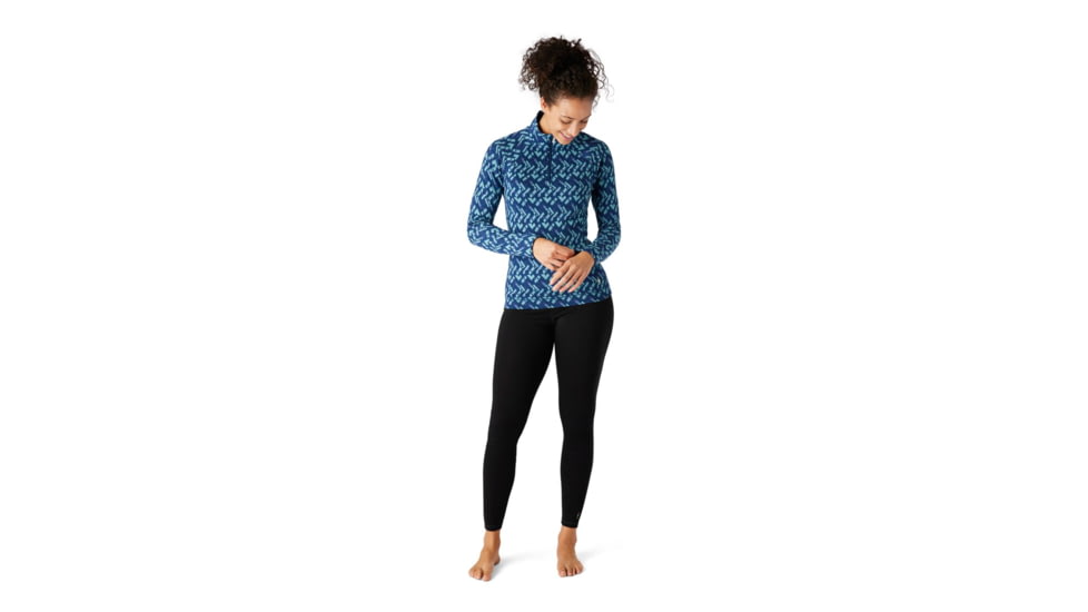 Smartwool Merino 250 Baselayer Pattern 1/4 Zip - Womens, Alpine Blue/Modern Plaid, Extra Small, SW016375F54-AB/MP-XS