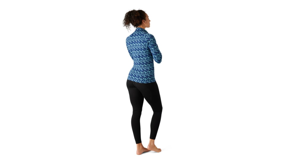 Smartwool Merino 250 Baselayer Pattern 1/4 Zip - Womens, Alpine Blue/Modern Plaid, Extra Small, SW016375F54-AB/MP-XS