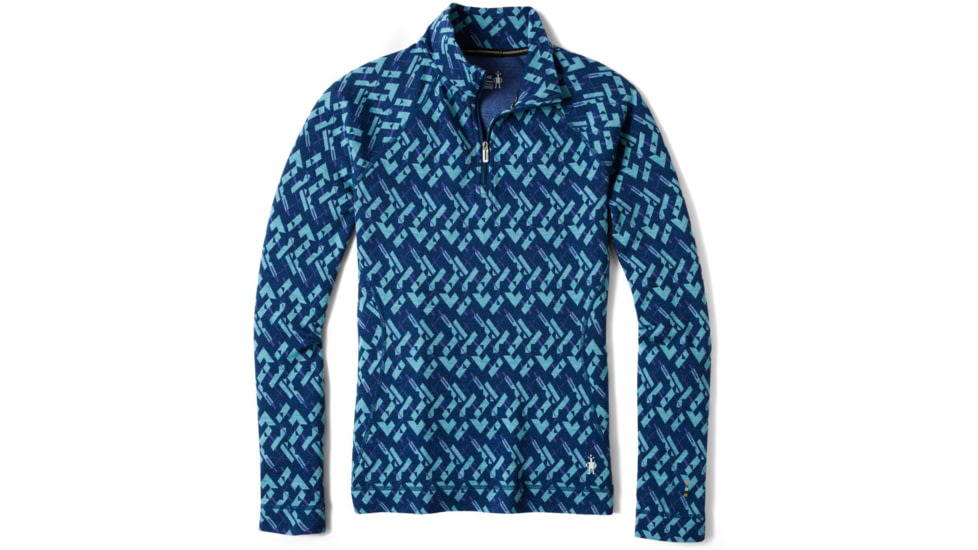 Smartwool Merino 250 Baselayer Pattern 1/4 Zip - Womens, Alpine Blue/Modern Plaid, Extra Small, SW016375F54-AB/MP-XS