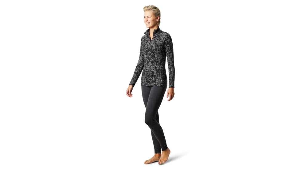 Smartwool Merino 250 Baselayer Pattern 1/4 Zip - Womens, Black Digital Snowflake, Extra Large, SW016375E36-XL
