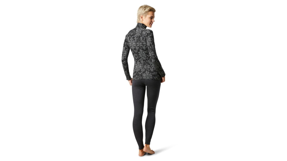 Smartwool Merino 250 Baselayer Pattern 1/4 Zip - Womens, Black Digital Snowflake, Extra Large, SW016375E36-XL