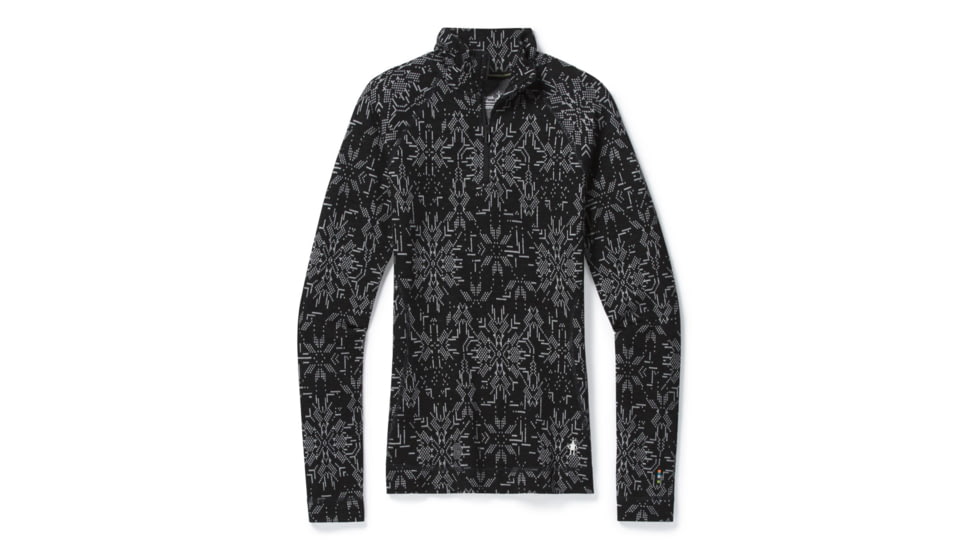 Smartwool Merino 250 Baselayer Pattern 1/4 Zip - Womens, Black Digital Snowflake, Extra Large, SW016375E36-XL