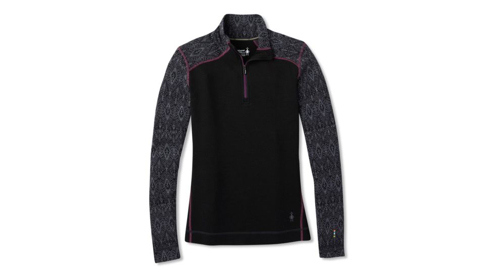 Smartwool Merino 250 Baselayer Pattern 1/4 Zip - Womens, Black Medallion, Medium, SW0NP222C14-M