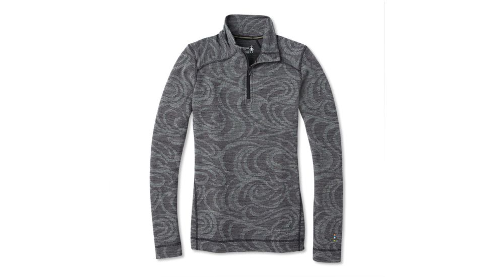 Smartwool Merino 250 Baselayer Pattern 1/4 Zip - Womens, Black Snow Swirl, Large, SW0NP222C21-L