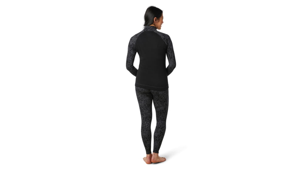 Smartwool Merino 250 Baselayer Pattern 1/4 Zip - Womens, Black Traced Dahlia, Extra Small, SW016375E42-XS