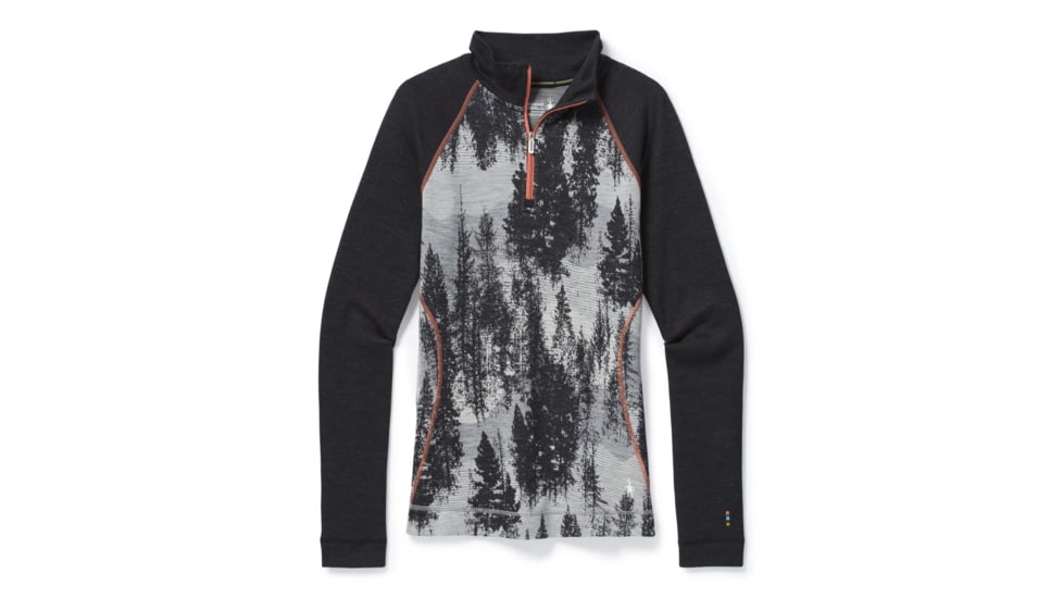 Smartwool Merino 250 Baselayer Pattern 1/4 Zip - Womens, Light Gray Forest Scape, Small, SW016375F51-S