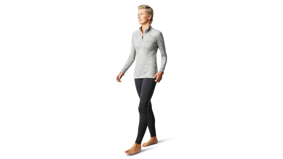 Smartwool Merino 250 Baselayer Pattern 1/4 Zip - Womens, Light Gray Traced Dahlia, Extra Small, SW016375E41-XS