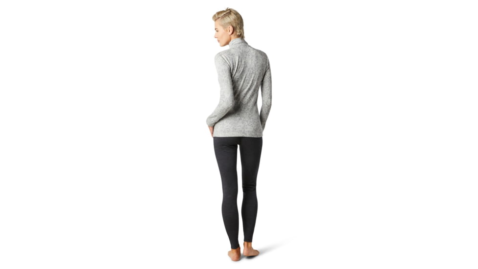 Smartwool Merino 250 Baselayer Pattern 1/4 Zip - Womens, Light Gray Traced Dahlia, Extra Small, SW016375E41-XS