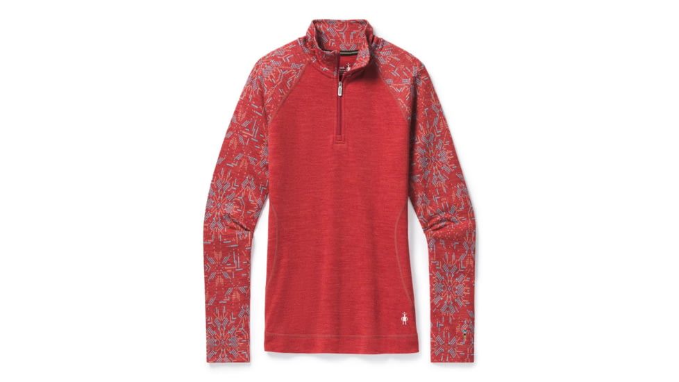Smartwool Merino 250 Baselayer Pattern 1/4 Zip - Womens, Masala Digital Snowflake, Extra Small, SW016375E37-XS