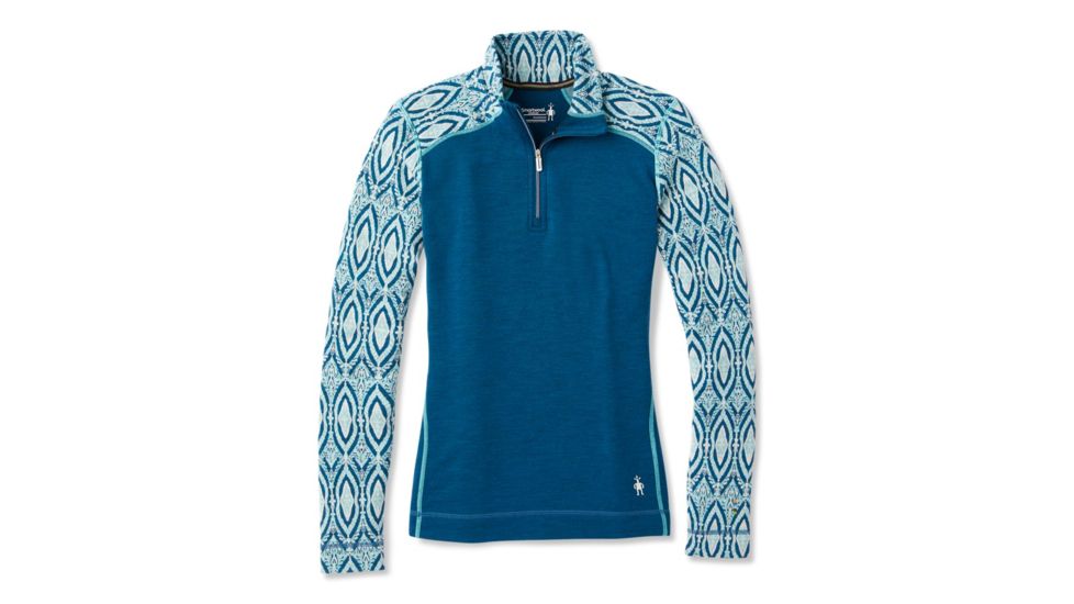 Smartwool Merino 250 Baselayer Pattern 1/4 Zip - Womens, Nile Blue Medallion, Small, SW0NP222C17-S