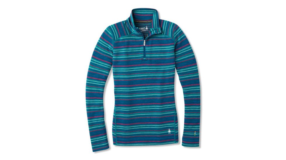 Smartwool Merino 250 Baselayer Pattern 1/4 Zip - Womens, Peacock Margarita, Extra Small, SW0NP222C18-XS