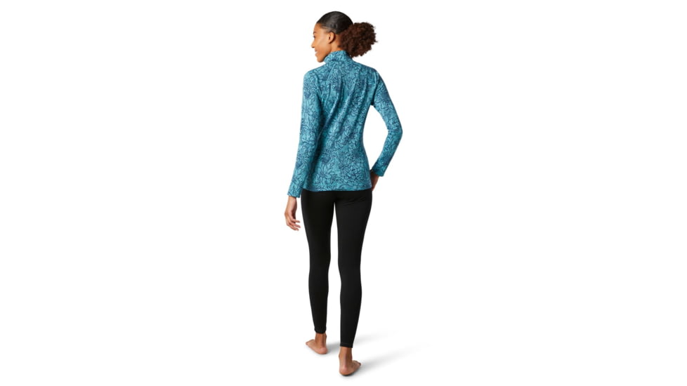 Smartwool Merino 250 Baselayer Pattern 1/4 Zip - Womens, Wave Blue Traced Dahlia, Small, SW016375E39-S
