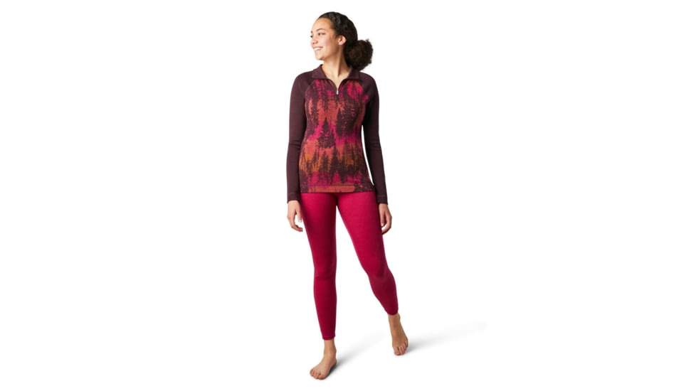 Smartwool Merino 250 Baselayer Pattern 1/4 Zip - Womens, Woodsmoke Forest Scape, Extra Small, SW016375E44-XS