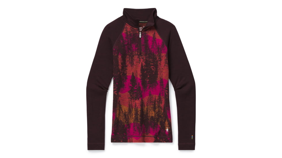 Smartwool Merino 250 Baselayer Pattern 1/4 Zip - Womens, Woodsmoke Forest Scape, Extra Small, SW016375E44-XS