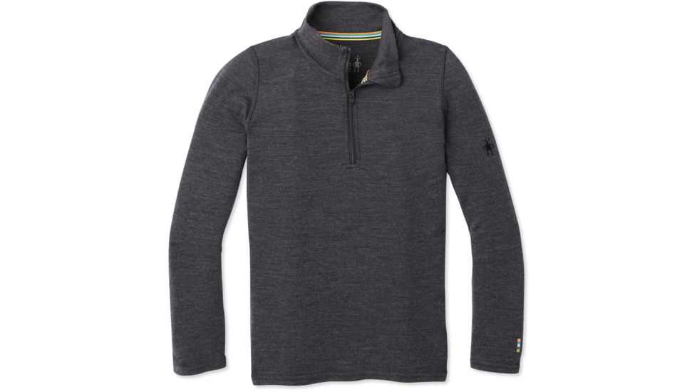 Smartwool Merino 250 Baselayer Zip T - Kids, Charcoal Heather, Small, SW0SN111010-S