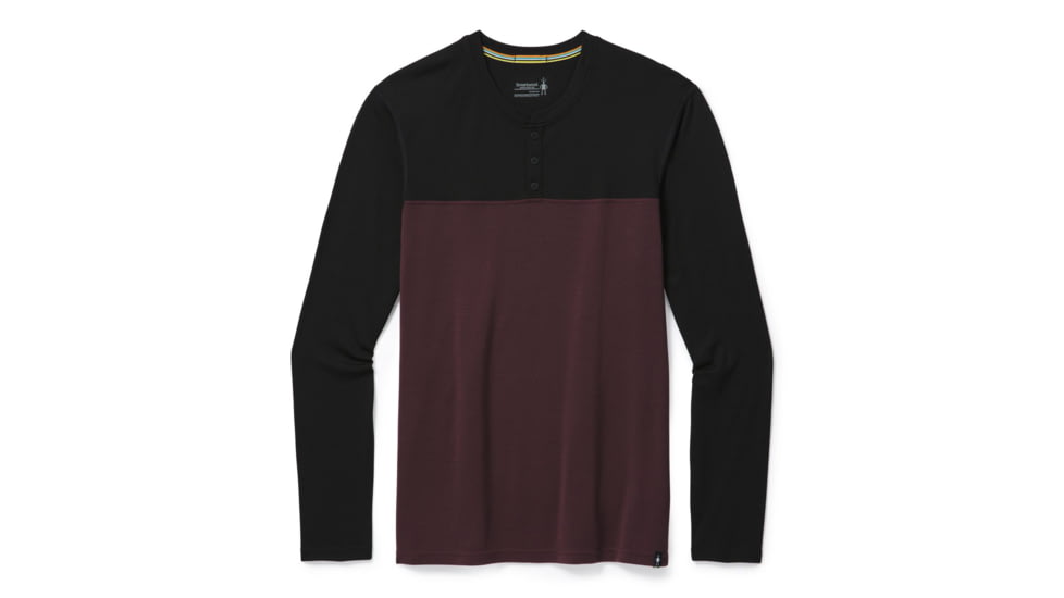 Smartwool Merino Sport 250 Henley - Mens, Black/Woodsmoke, Small, SW016295E55-S
