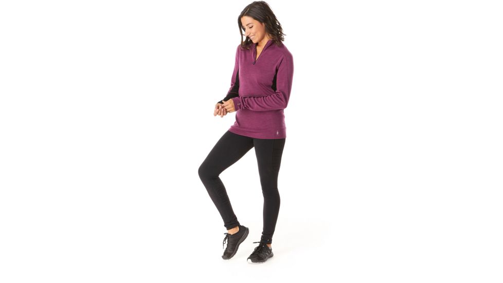 Smartwool Merino Sport 250 Long Sleeve 1/4 Zip - Womens, Sangria Heather, Extra Small, SW019251B49-XS