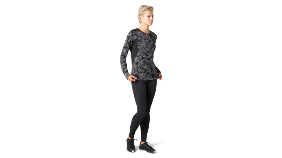 Smartwool Merino Sport 250 Long Sleeve Crew - Womens, Black Geode Pattern, Extra Small, SW019250E45-XS