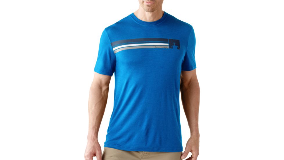 Smartwool Short Sleeve Logo Stripe Tee - Men's-Arctic Blue-Large