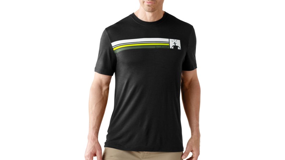 Smartwool Short Sleeve Logo Stripe Tee - Men's-Black-Large