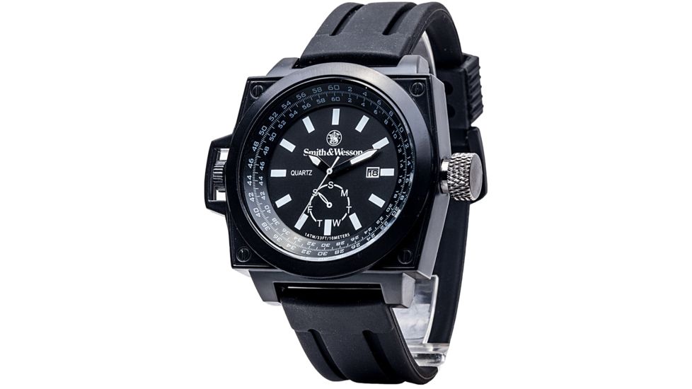 Smith and Wesson Water Resistant EGO Watch w/ Silicon Strap, 49mm, Black SWW-LW6097