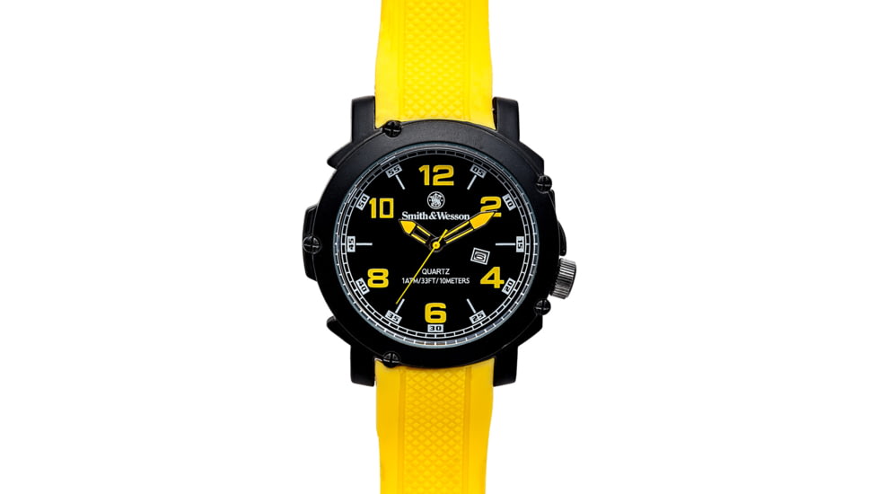 Smith and Wesson Water Resistant EGO Watch w/ Silicon Strap, 50mm, Yellow/Black SWW-LW6098