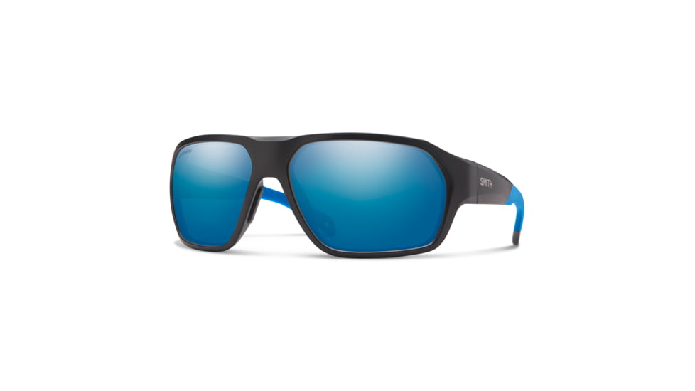 Smith Deckboss Sunglasses, Matte Black Blue Frame, ChromaPop Glass Polarized Blue Mirror Lens, 204066DOF63QG