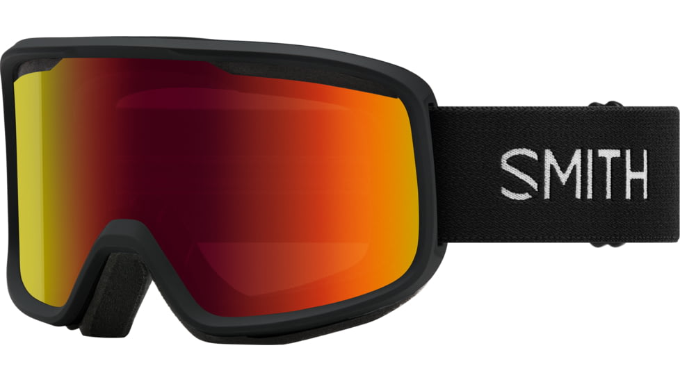Smith Frontier Low Bridge Fit Googles, Red Sol-X Mirror, Black, M004372QJ99C1