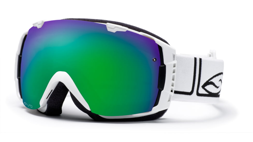 Smith I/O Goggles, White Foundation, Green Sol X Mirror And Sensor Mirror Lenses IO7NXFW10