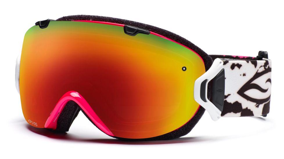 Smith I/OS Goggles, Shocking Pink Jungle, Red Sol X Mirror And Red Sensor Mirror Lenses IS7DXPJ11