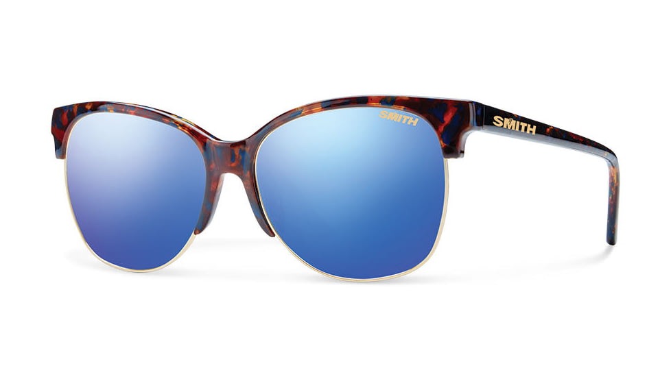 Smith Rebel Sunglasses, Flecked Blue Tortoise Frame, Blue Flash Mirror Lens, BLPCBMFBT