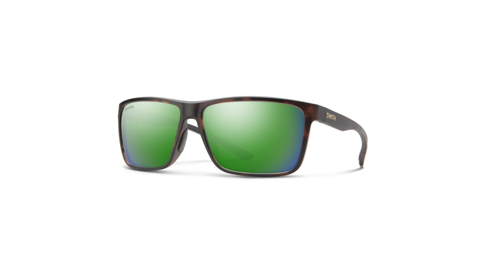 Smith Riptide Sunglasses, Matte Tortoise Frame, ChromaPop Glass Polarized Green Mirror Lens, 203682HGC61UI