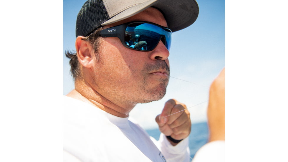 Smith Spinner Sunglasses, Matte Black Frame, ChromaPop Polarized Blue Mirror Lens, 20498100399XX