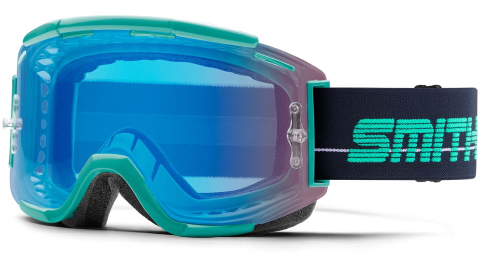 Smith Squad MTB Goggle, ChromaPop Contrast Rose Flash Lens, Jade/Indigo, M0084101O990N