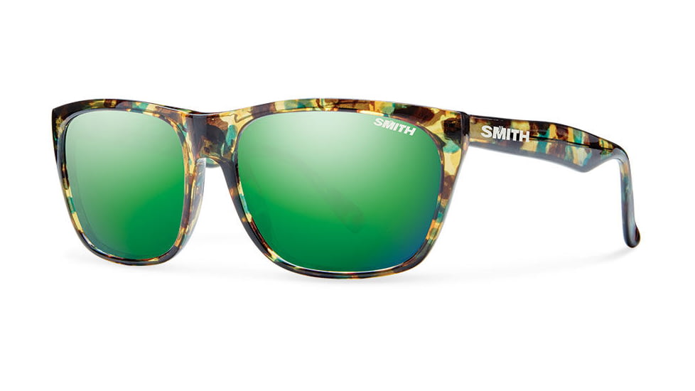 Smith Tioga Sunglasses, Flecked Green Tortoise Frame, Green Sol-X Lens, TOPCGMFGT