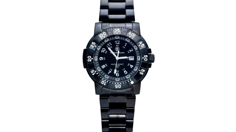 Smith &amp; Wesson Commander Tritium H3 Watch - 45 mm, Black Stainless Steel SWW-357-BSS SWW-357-BSS