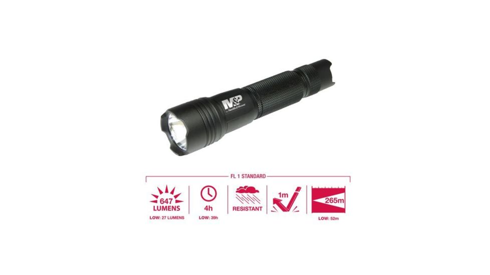 Smith &amp; Wesson M&amp;P15 USB Rechargeable LED Flashlight, 800 Lumens, Black body/White LED 110221