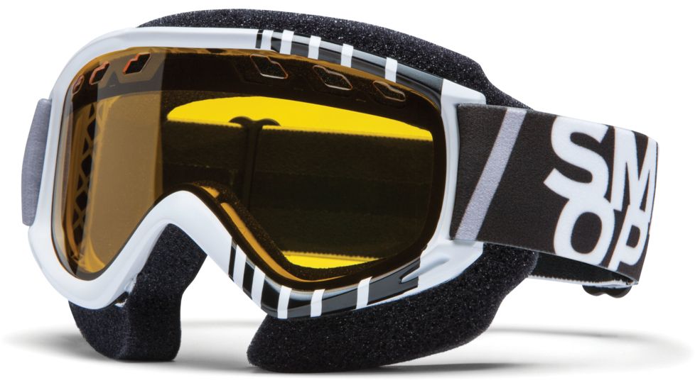 Smith Optics Snow Fuel V.3 MX Goggles - White/Black Vert Frame w/ Yellow Dual Airflow Anti-Fog Lens FV3AWKVSM12
