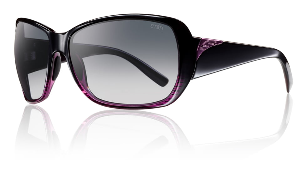 Smith Optics Womens Hemline Sunglasses - Black Violet Split Frame w/ Polarized Gray Gradient Lens HLPPGYGBVS