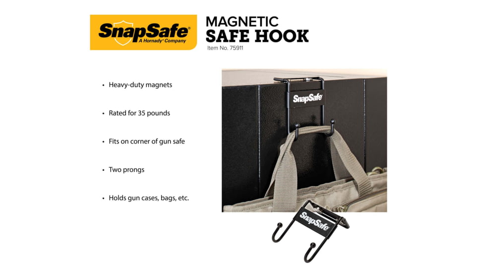 Snapsafe, A Hornady Company Magnetic Safe Hook, 15lbs, Black, 75911